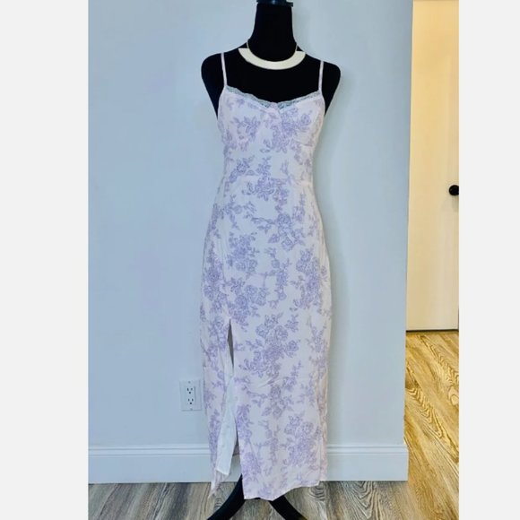Shein MOD Floral Print Split Thigh Midi Dress - Picture 1 of 6